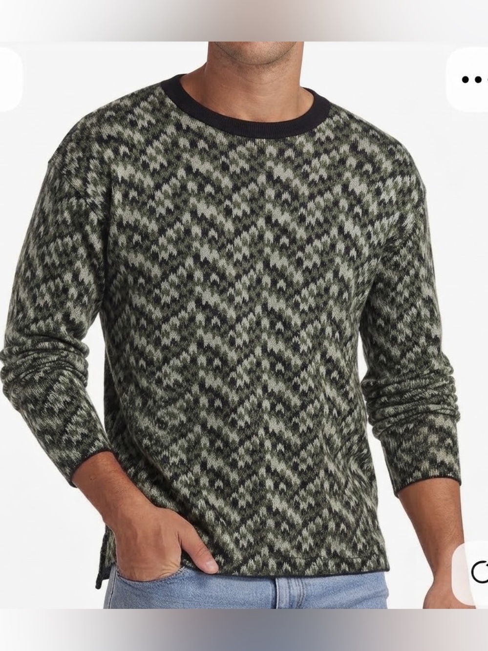 Cabincore Grunge Y2K Geometric Knit Top Large Green Men’s